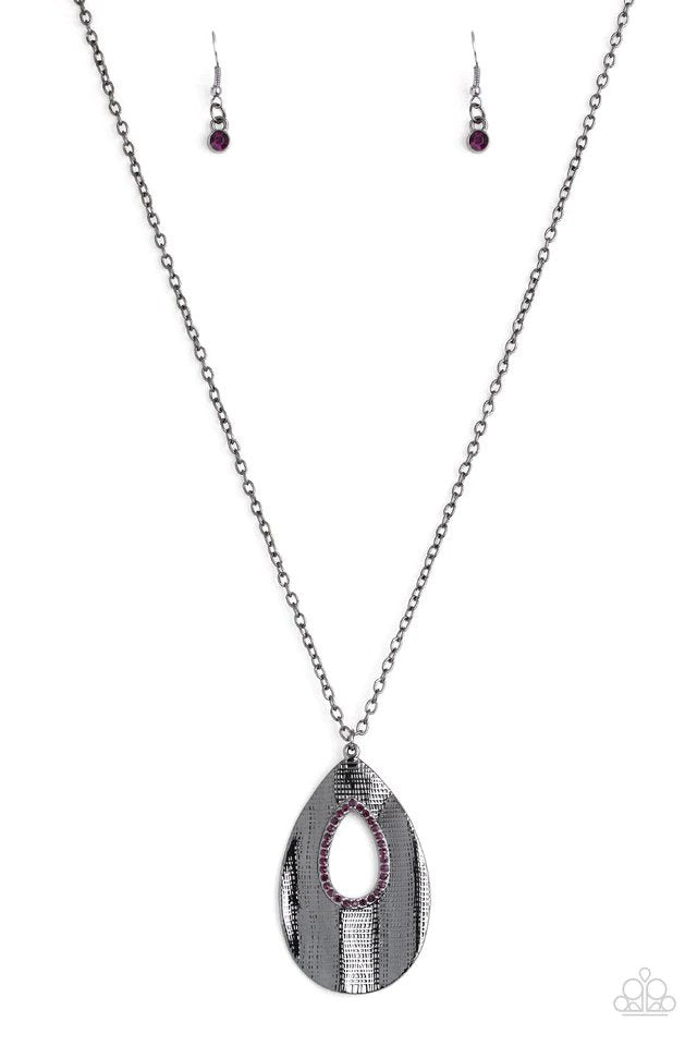 Stop, Teardrop and Roll Purple Necklace - Paparazzi Accessories- lightbox - CarasShop.com - $5 Jewelry by Cara Jewels