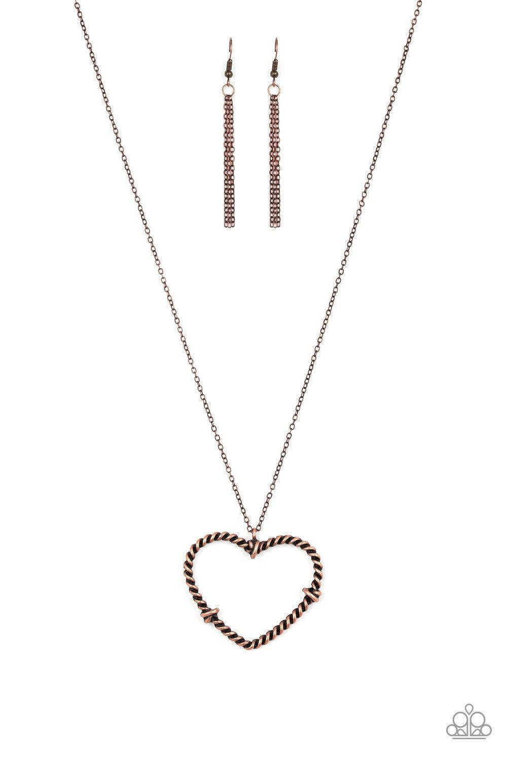 Straight From The Heart Copper Heart Necklace - Paparazzi Accessories - lightbox -CarasShop.com - $5 Jewelry by Cara Jewels