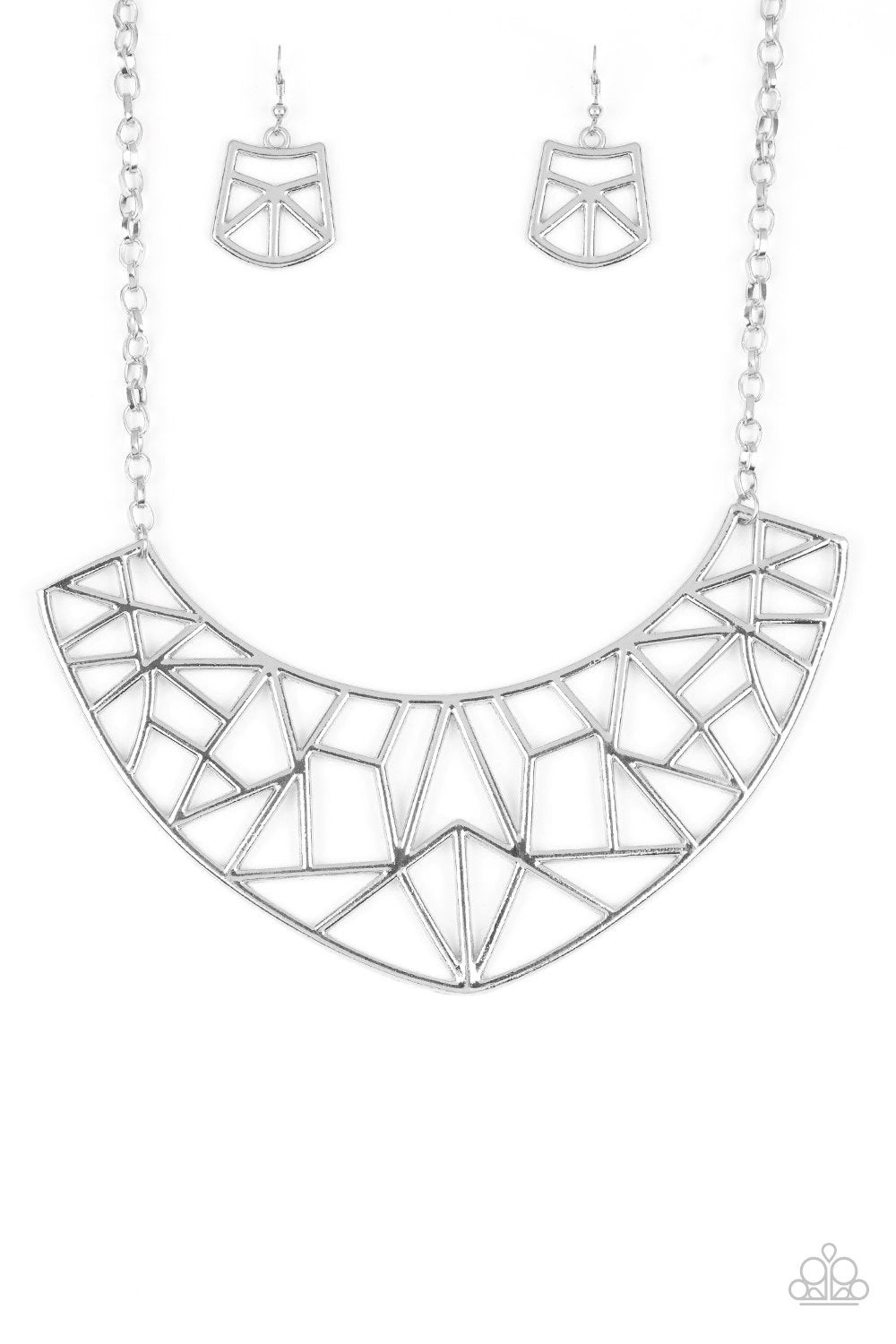 Strike While Haute Silver Statement Necklace - Paparazzi Accessories-CarasShop.com - $5 Jewelry by Cara Jewels