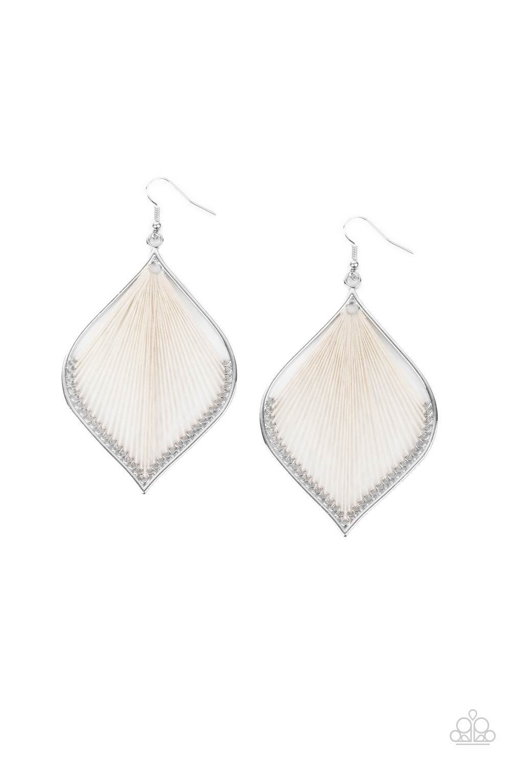 String Theory White Earrings - Paparazzi Accessories- lightbox - CarasShop.com - $5 Jewelry by Cara Jewels