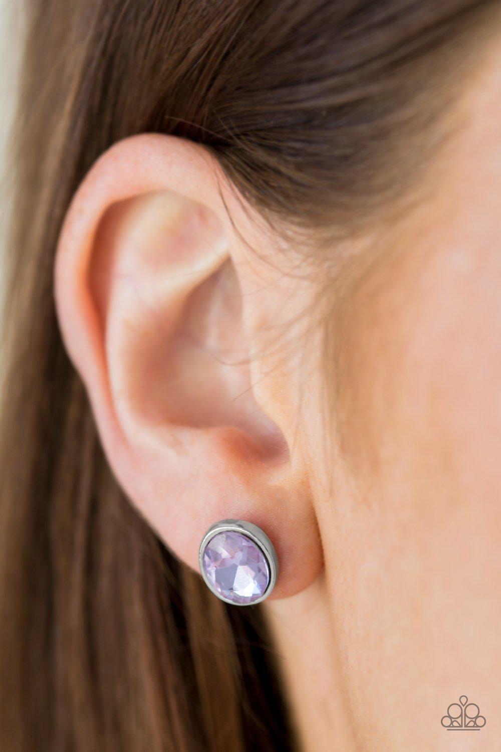 Stunning Shine Purple Gem Post Earrings - Paparazzi Accessories-CarasShop.com - $5 Jewelry by Cara Jewels