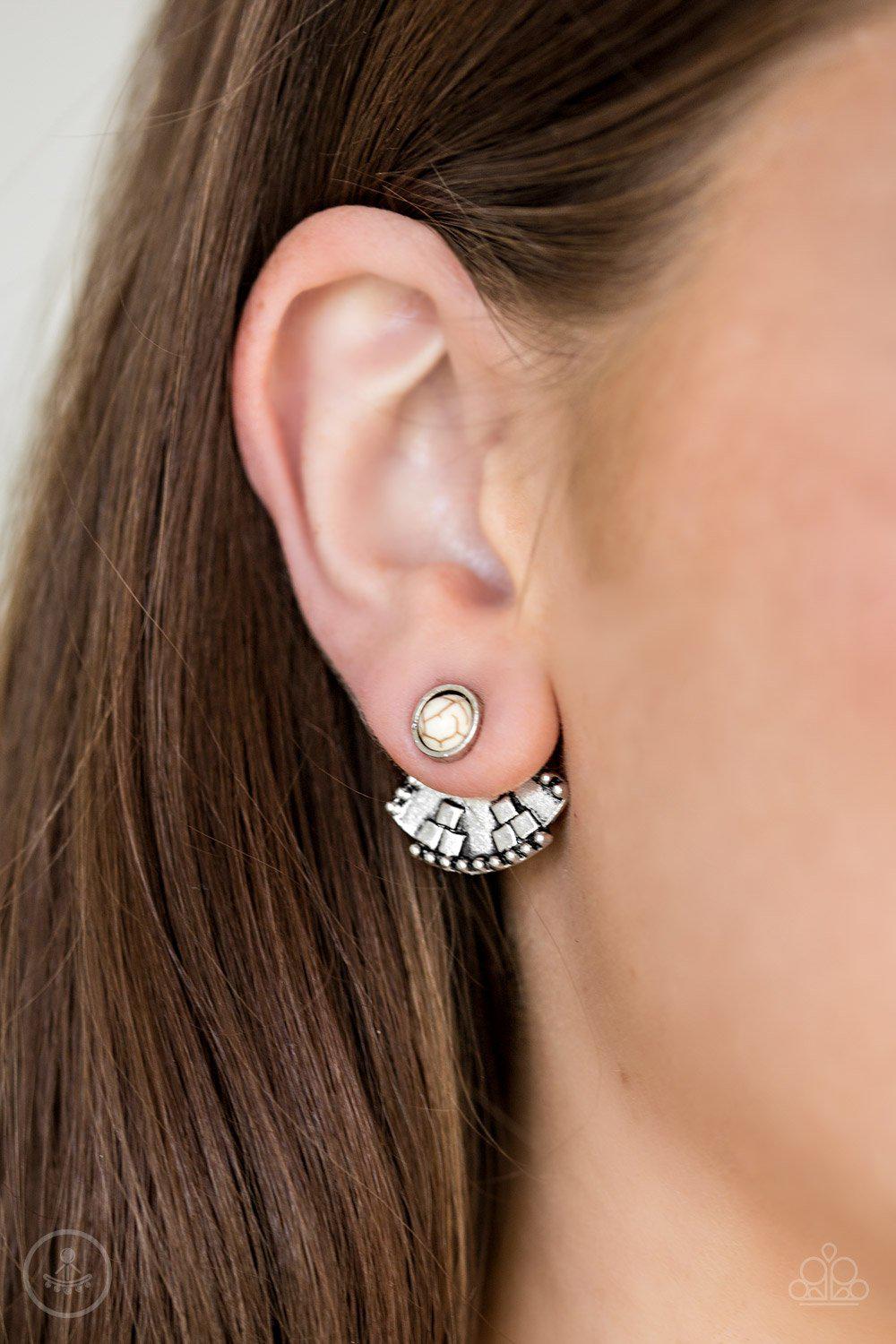 Double Sided Stone Stud Earrings