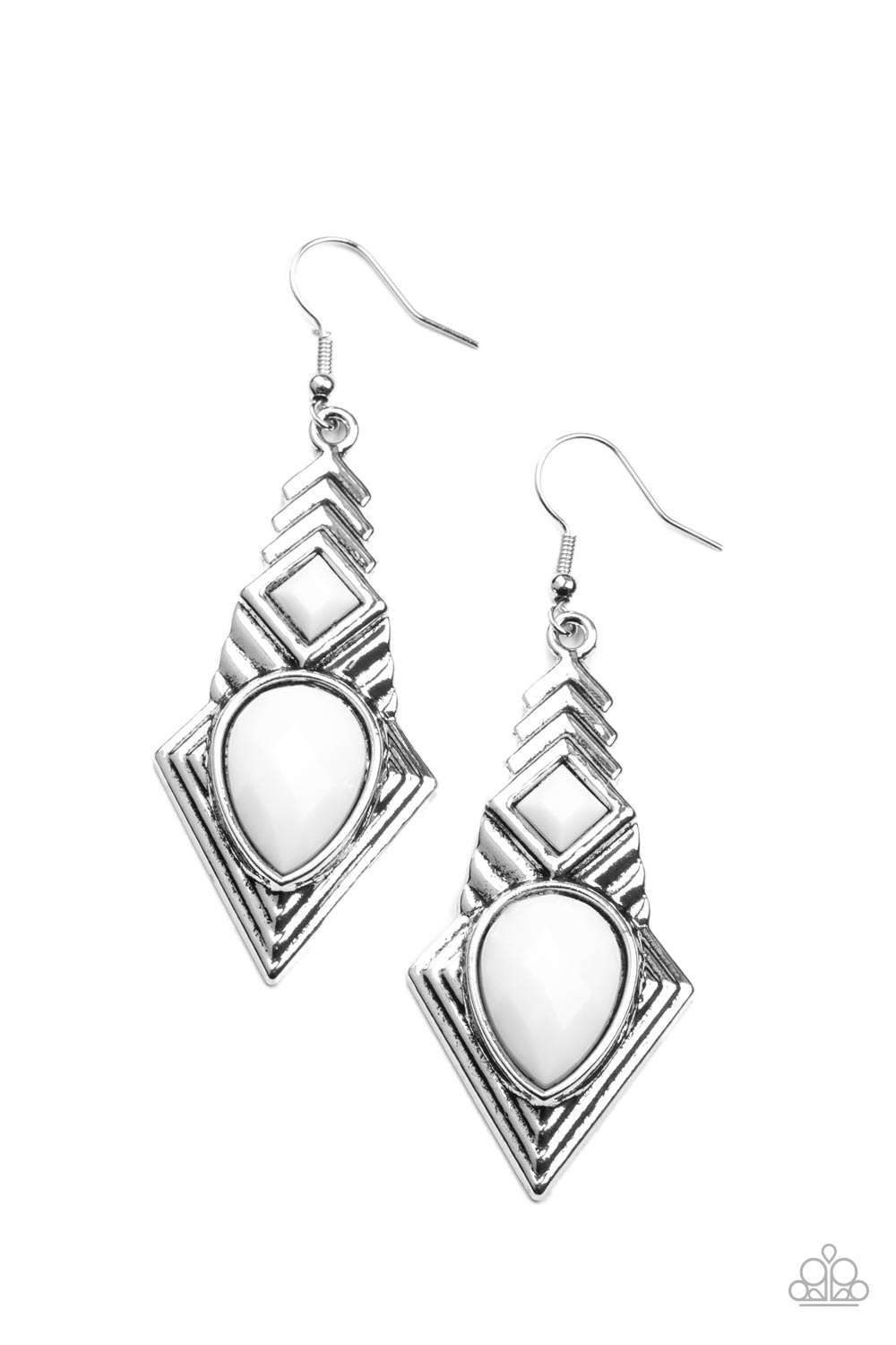 Stylishly Sonoran White Earrings - Paparazzi Accessories- lightbox - CarasShop.com - $5 Jewelry by Cara Jewels