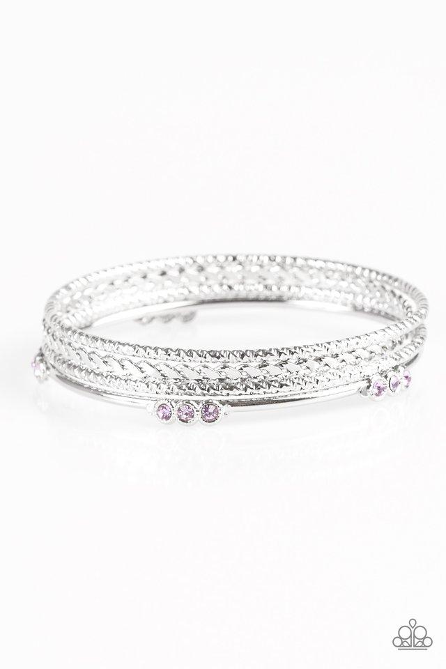 Subtle Shimmer Silver and Purple Bangle Bracelet Set - Paparazzi Accessories-CarasShop.com - $5 Jewelry by Cara Jewels