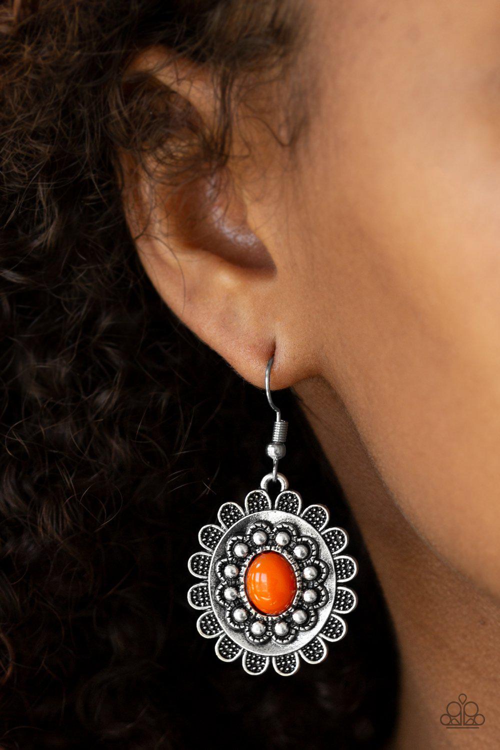 Summer Blooms Orange Earrings - Paparazzi Accessories-CarasShop.com - $5 Jewelry by Cara Jewels