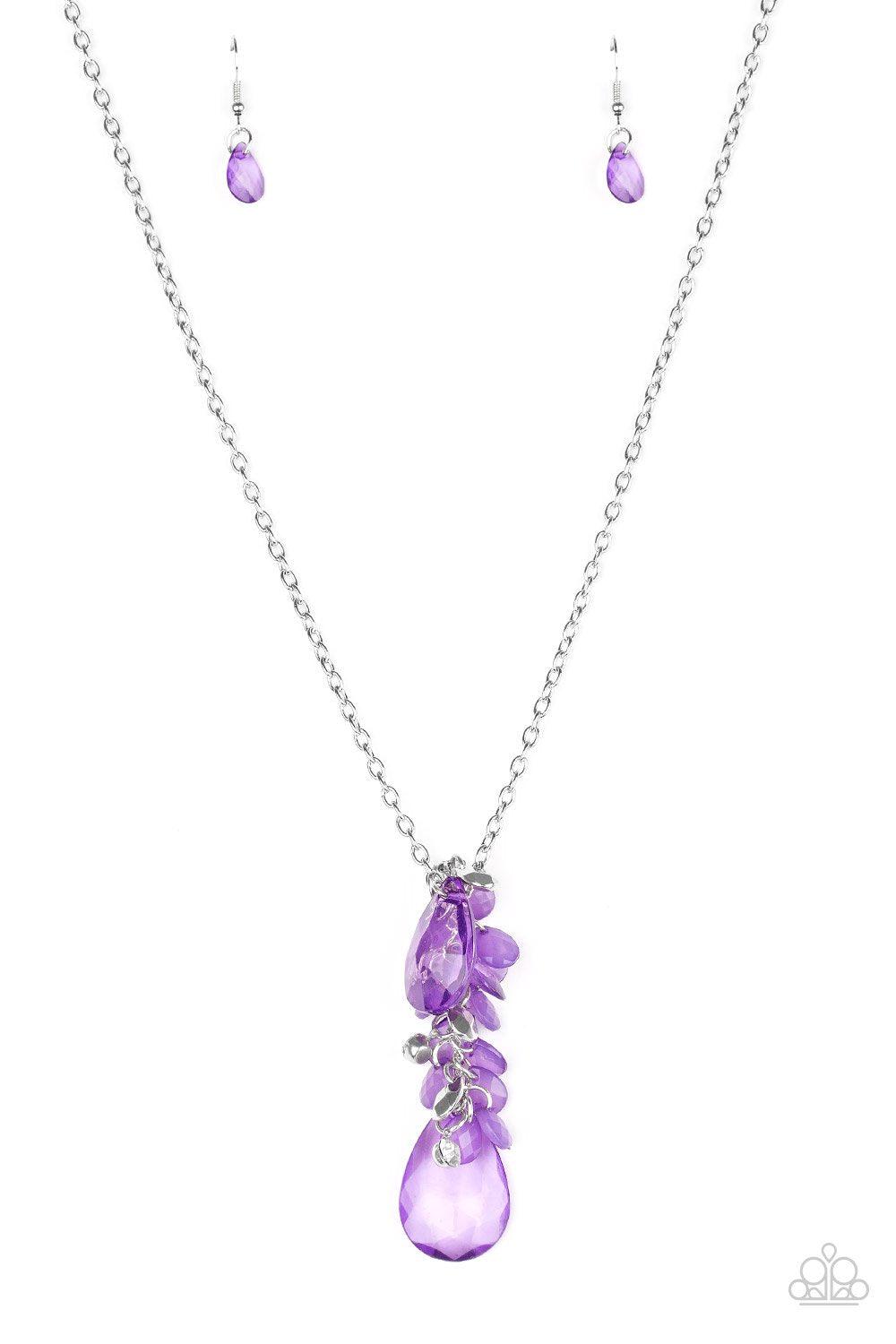 Summer Solo Silver and Purple Necklace - Paparazzi Accessories-CarasShop.com - $5 Jewelry by Cara Jewels