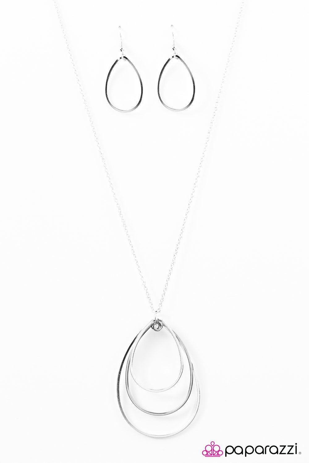 Summer Storm Silver Teardrop Necklace - Paparazzi Accessories-CarasShop.com - $5 Jewelry by Cara Jewels