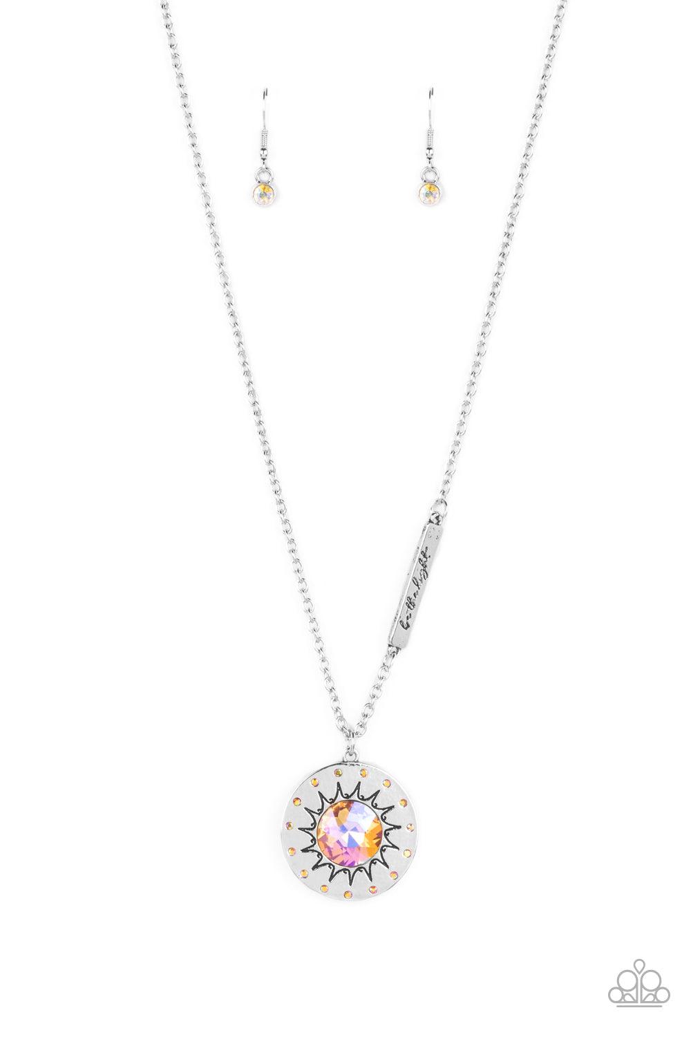 Sundial Dance Orange Inspirational Necklace - Paparazzi Accessories- lightbox - CarasShop.com - $5 Jewelry by Cara Jewels