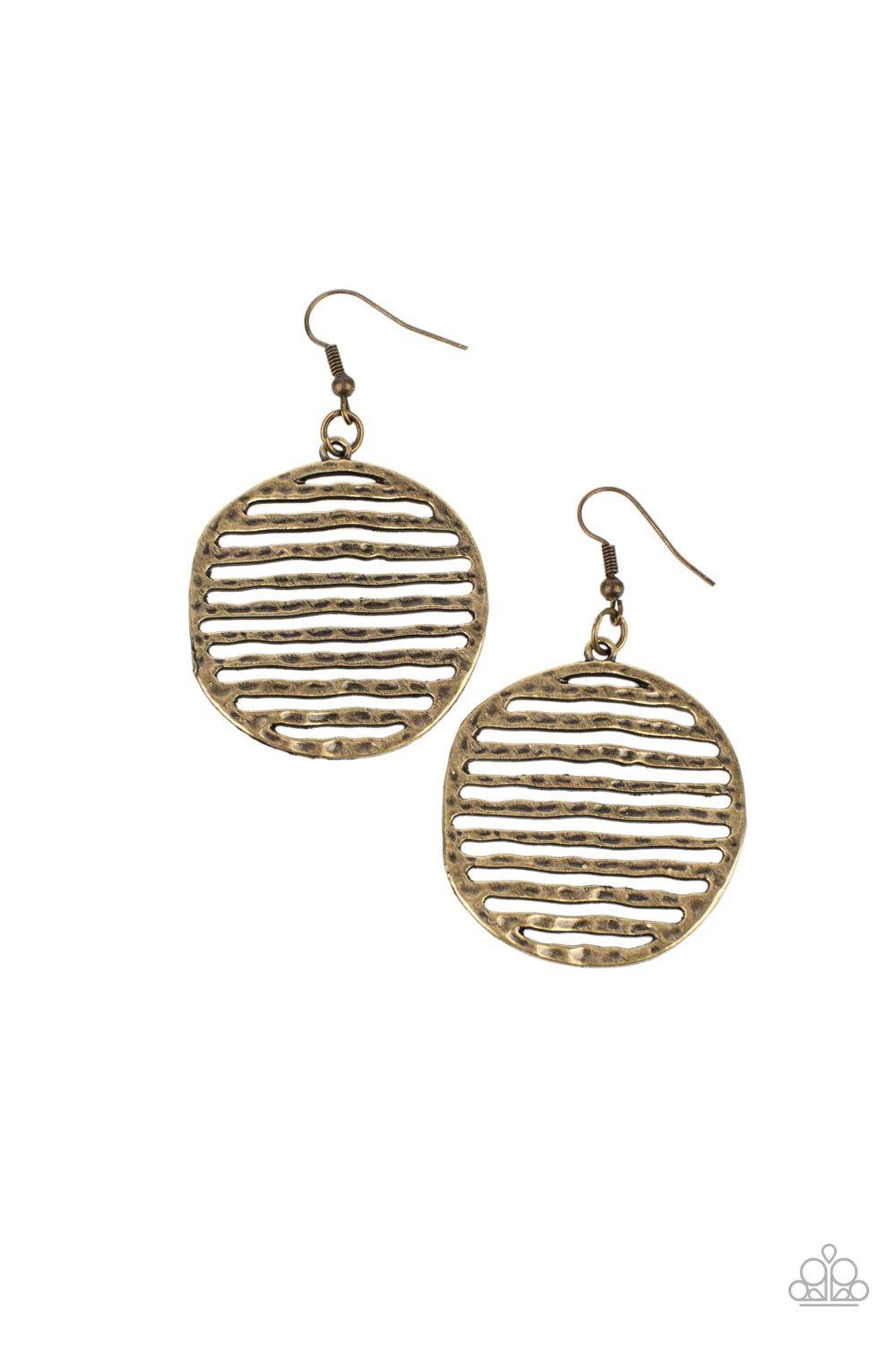 Sunrise Stunner Brass Earrings - Paparazzi Accessories- lightbox - CarasShop.com - $5 Jewelry by Cara Jewels