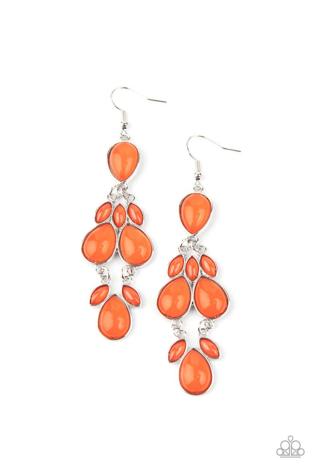 Superstar Social Orange Earrings - Paparazzi Accessories- lightbox - CarasShop.com - $5 Jewelry by Cara Jewels