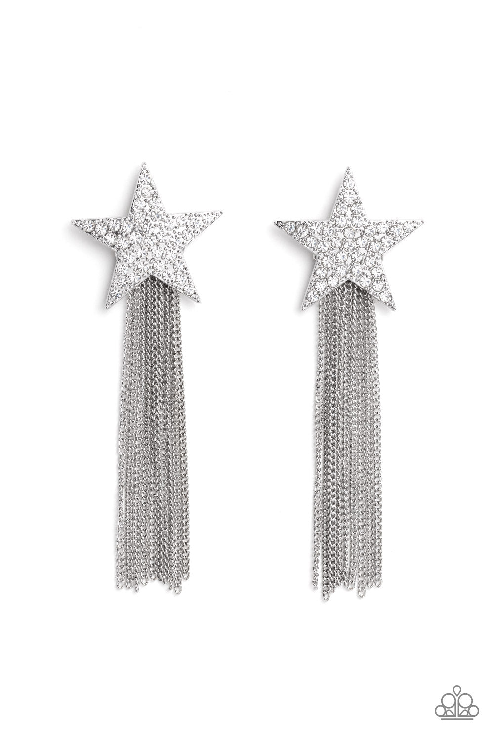 Superstar Solo White Earrings - Paparazzi Accessories- lightbox - CarasShop.com - $5 Jewelry by Cara Jewels