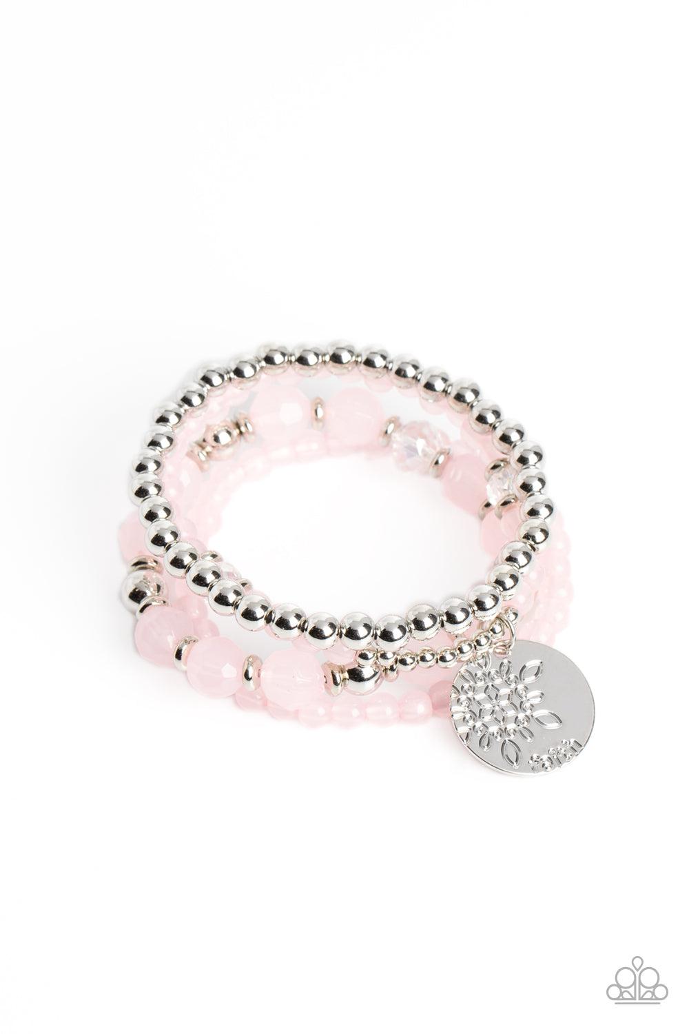 Surfer Style Pink Inspirational Bracelet - Paparazzi Accessories- lightbox - CarasShop.com - $5 Jewelry by Cara Jewels