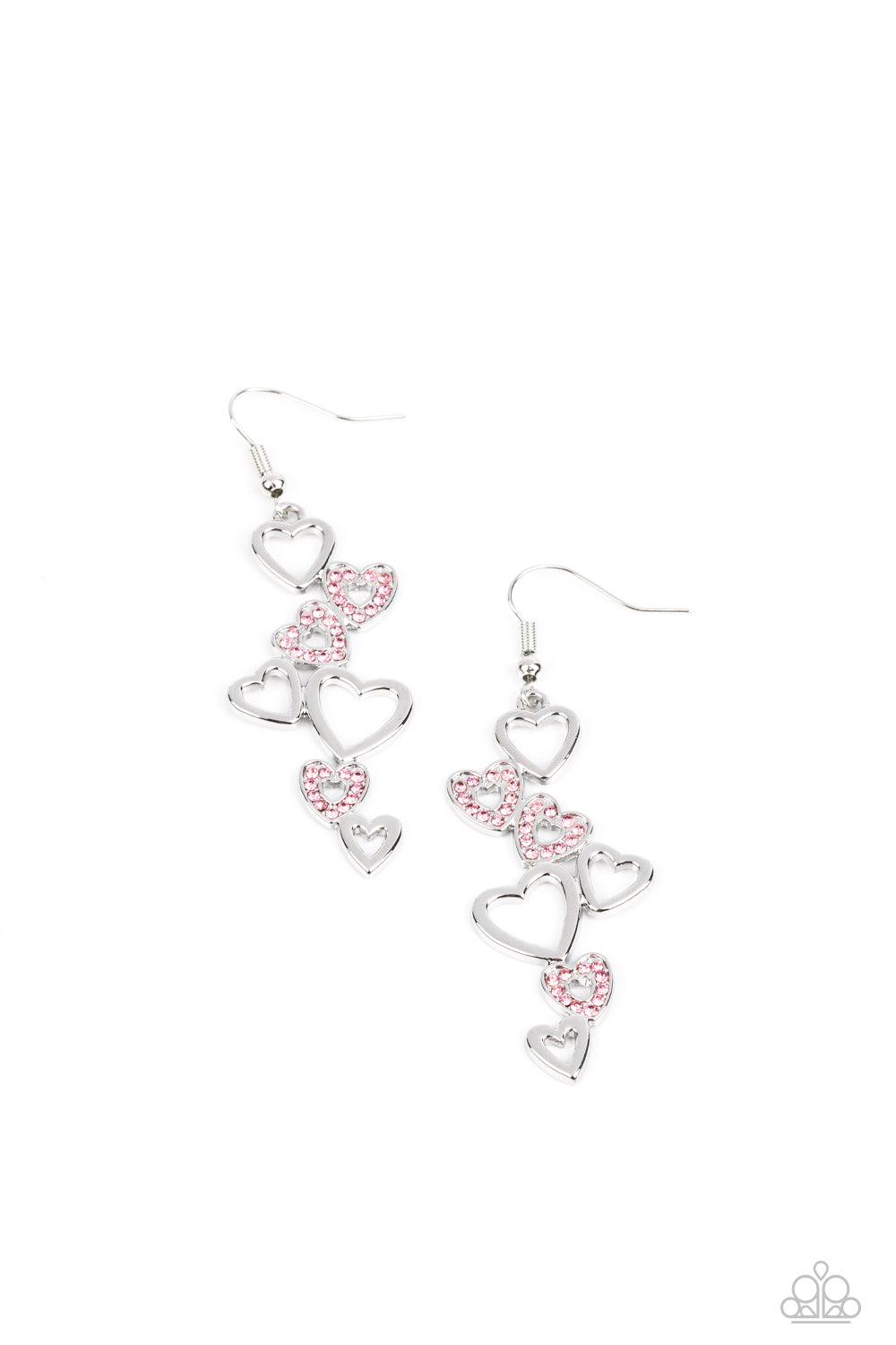Sweetheart Serenade Pink Heart Earrings - Paparazzi Accessories- lightbox - CarasShop.com - $5 Jewelry by Cara Jewels
