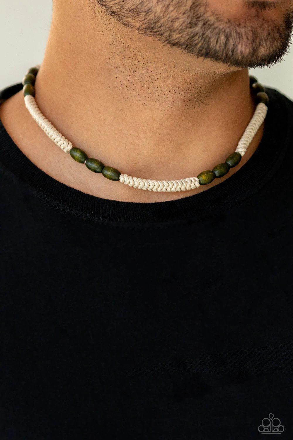 Tahiti Tide Green Necklace - Paparazzi Accessories- on model - CarasShop.com - $5 Jewelry by Cara Jewels