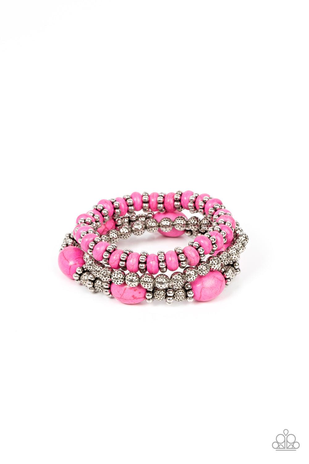 Take by SANDSTORM Pink Stone Bracelet - Paparazzi Accessories- lightbox - CarasShop.com - $5 Jewelry by Cara Jewels