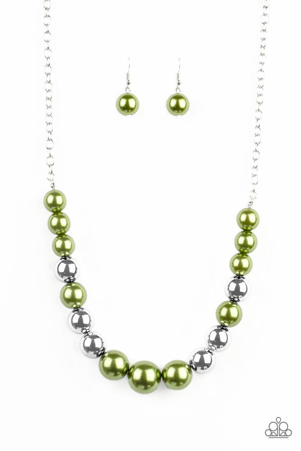 Take Note Green and Silver Necklace - Paparazzi Accessories - lightbox -CarasShop.com - $5 Jewelry by Cara Jewels