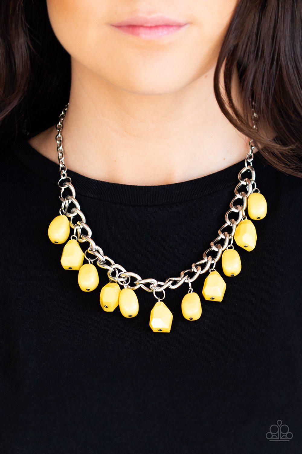 Take The COLOR Wheel Yellow Necklace - Paparazzi Accessories-CarasShop.com - $5 Jewelry by Cara Jewels