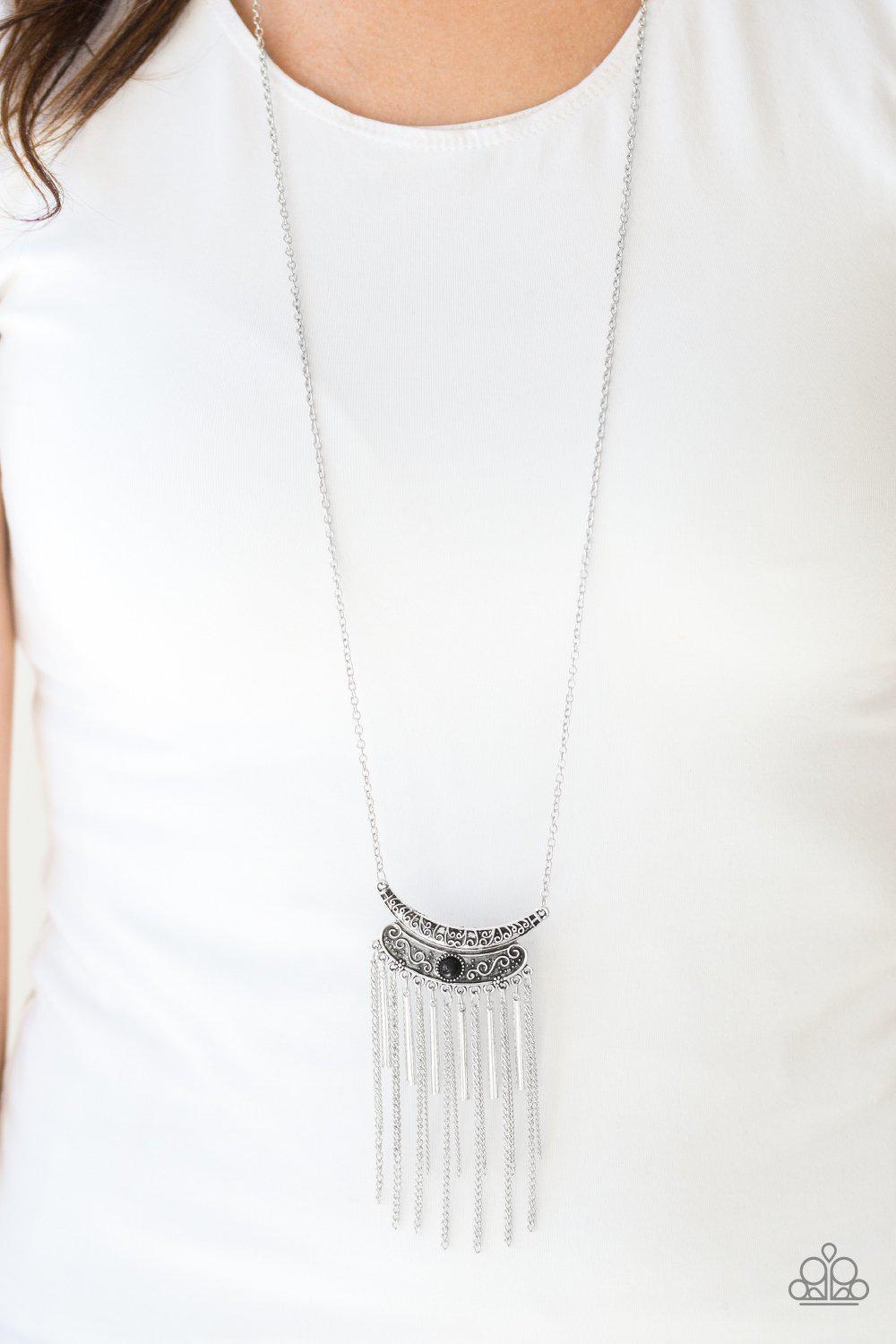 Take Zen Black and Silver Necklace - Paparazzi Accessories-CarasShop.com - $5 Jewelry by Cara Jewels