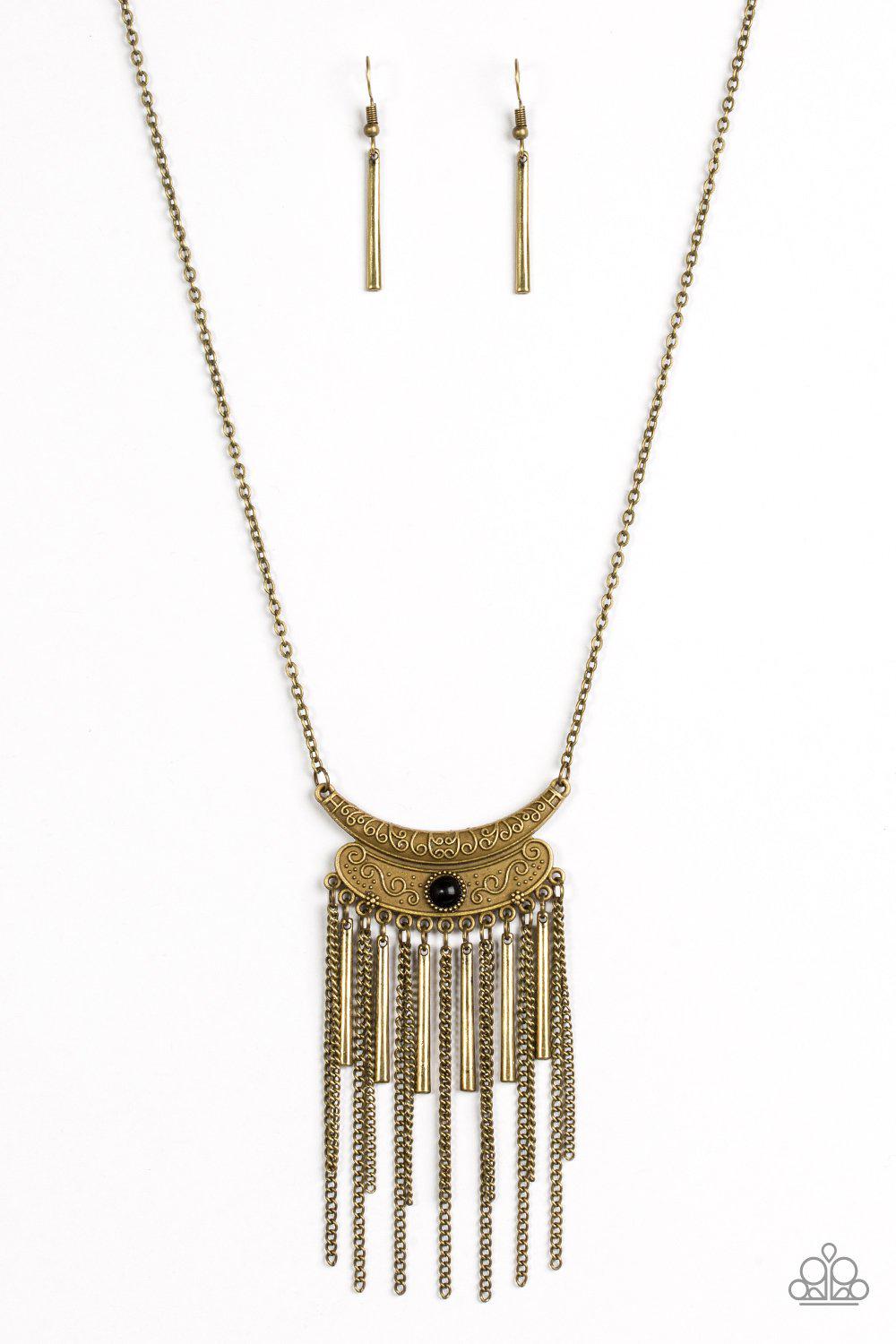 Take Zen Brass Necklace - Paparazzi Accessories-CarasShop.com - $5 Jewelry by Cara Jewels