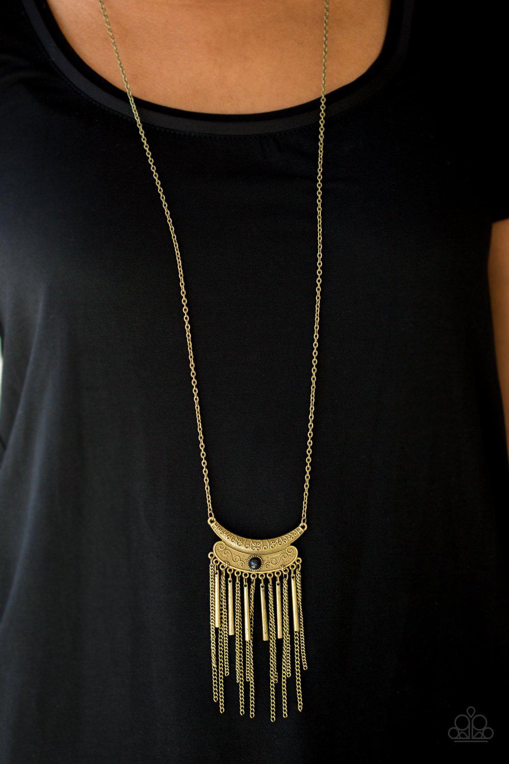 Take Zen Brass Necklace - Paparazzi Accessories-CarasShop.com - $5 Jewelry by Cara Jewels