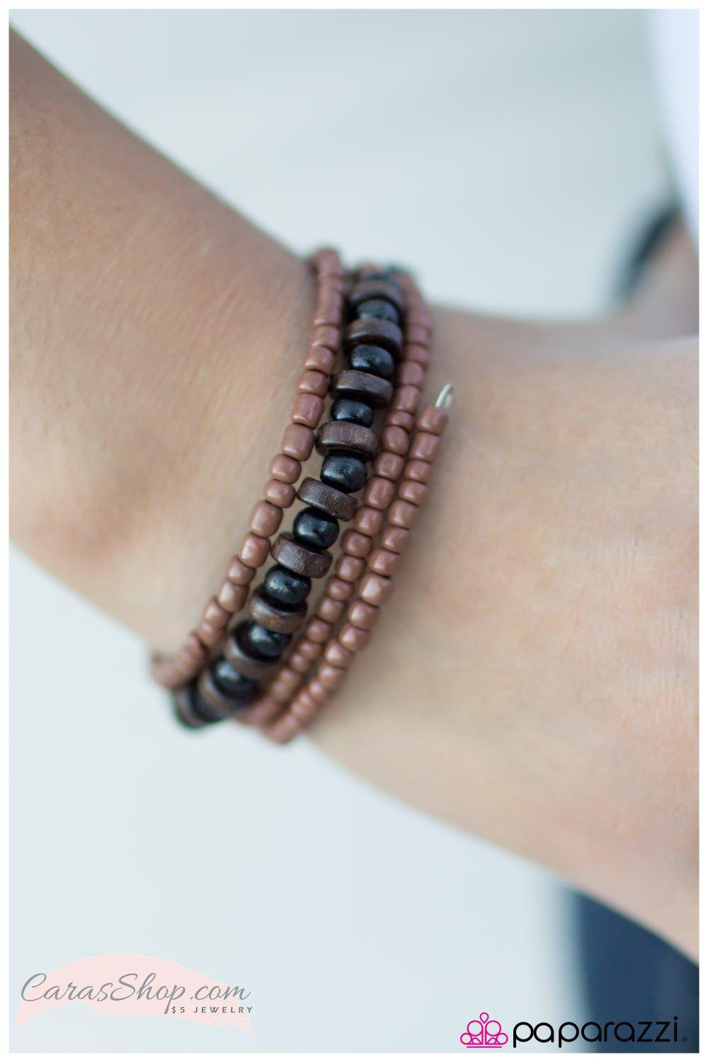 Taking the Wrap Brown Wood Infinity Wrap Bracelet - Paparazzi Accessories-CarasShop.com - $5 Jewelry by Cara Jewels