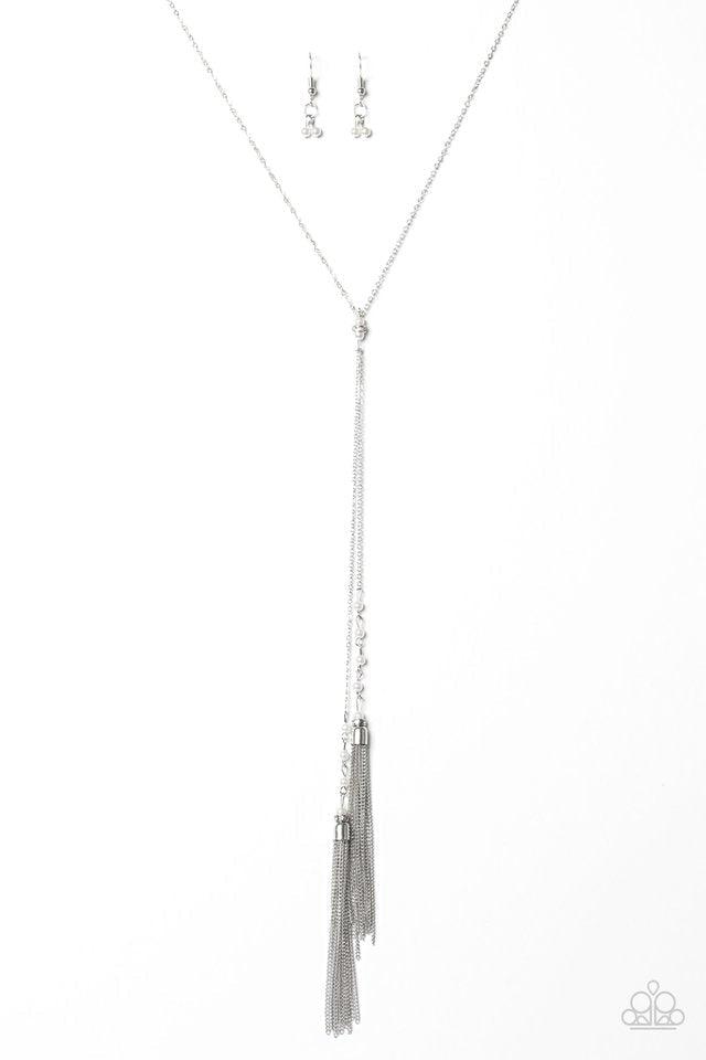 Tassel Temptation White Necklace - Paparazzi Accessories- lightbox - CarasShop.com - $5 Jewelry by Cara Jewels