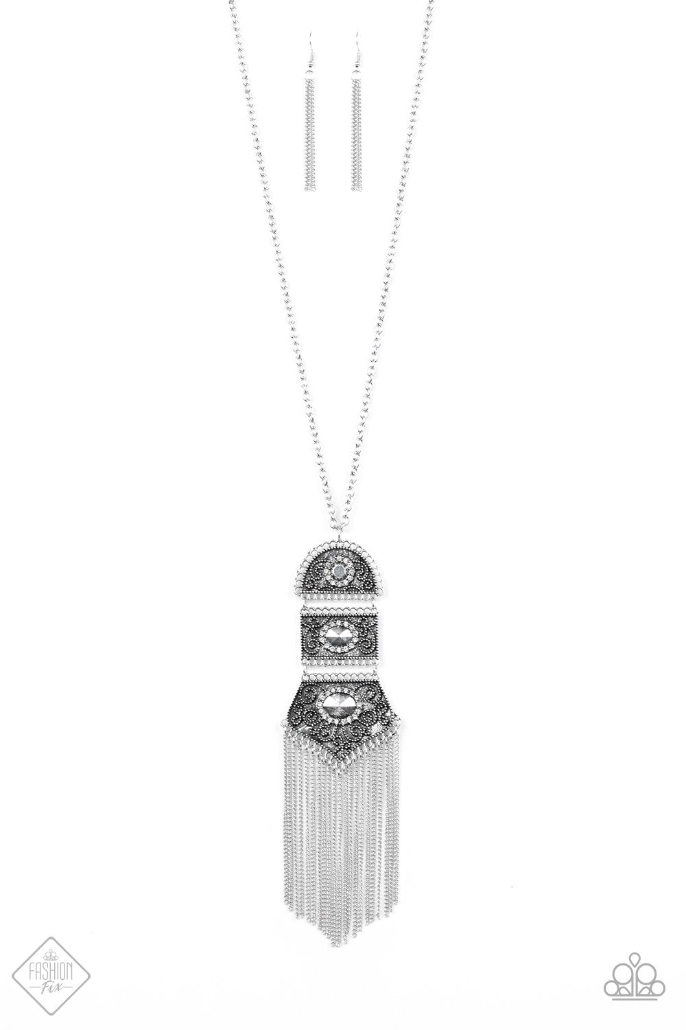 Tassel Tycoon Silver Fringe Necklace - Paparazzi Accessories-CarasShop.com - $5 Jewelry by Cara Jewels
