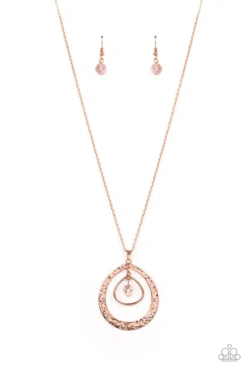 Tasteful Teardrops Copper Necklace - Paparazzi Accessories- lightbox - CarasShop.com - $5 Jewelry by Cara Jewels