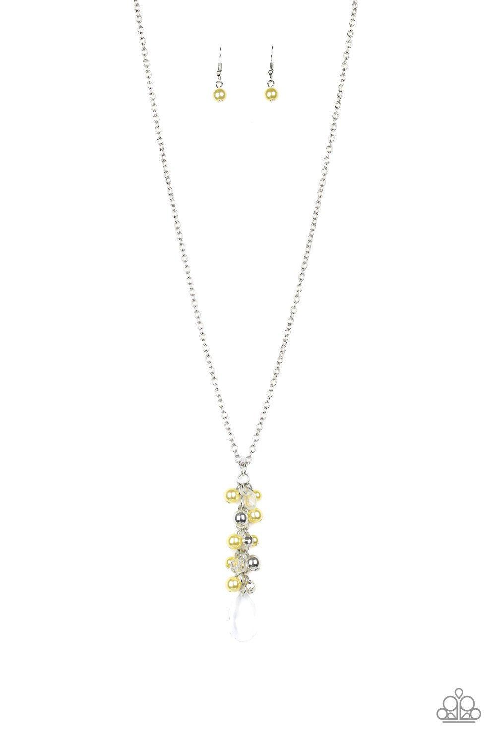 Teardrop Serenity Yellow Necklace - Paparazzi Accessories-CarasShop.com - $5 Jewelry by Cara Jewels