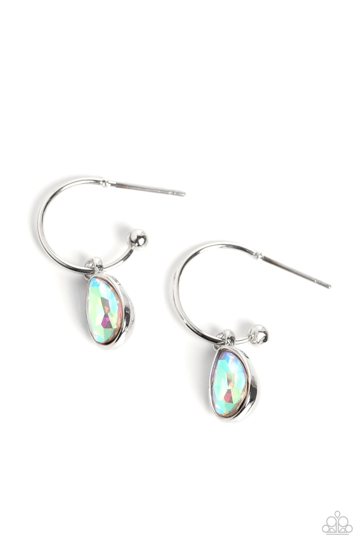 Teardrop Tassel Multi Iridescent Mini Hoop Earrings - Paparazzi Accessories- lightbox - CarasShop.com - $5 Jewelry by Cara Jewels