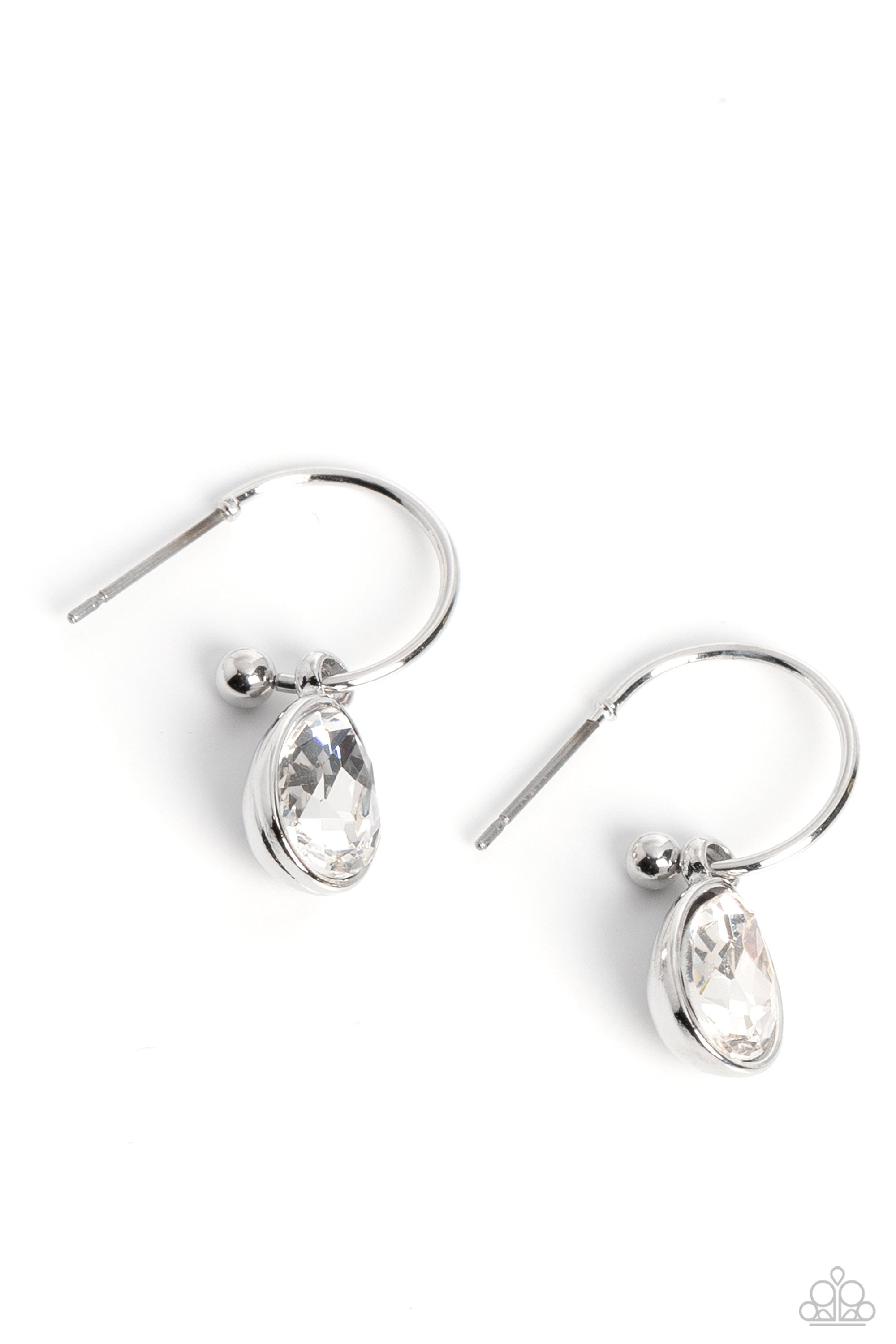 Teardrop Tassel White Rhinestone Hoop Earrings- lightbox - CarasShop.com - $5 Jewelry by Cara Jewels
