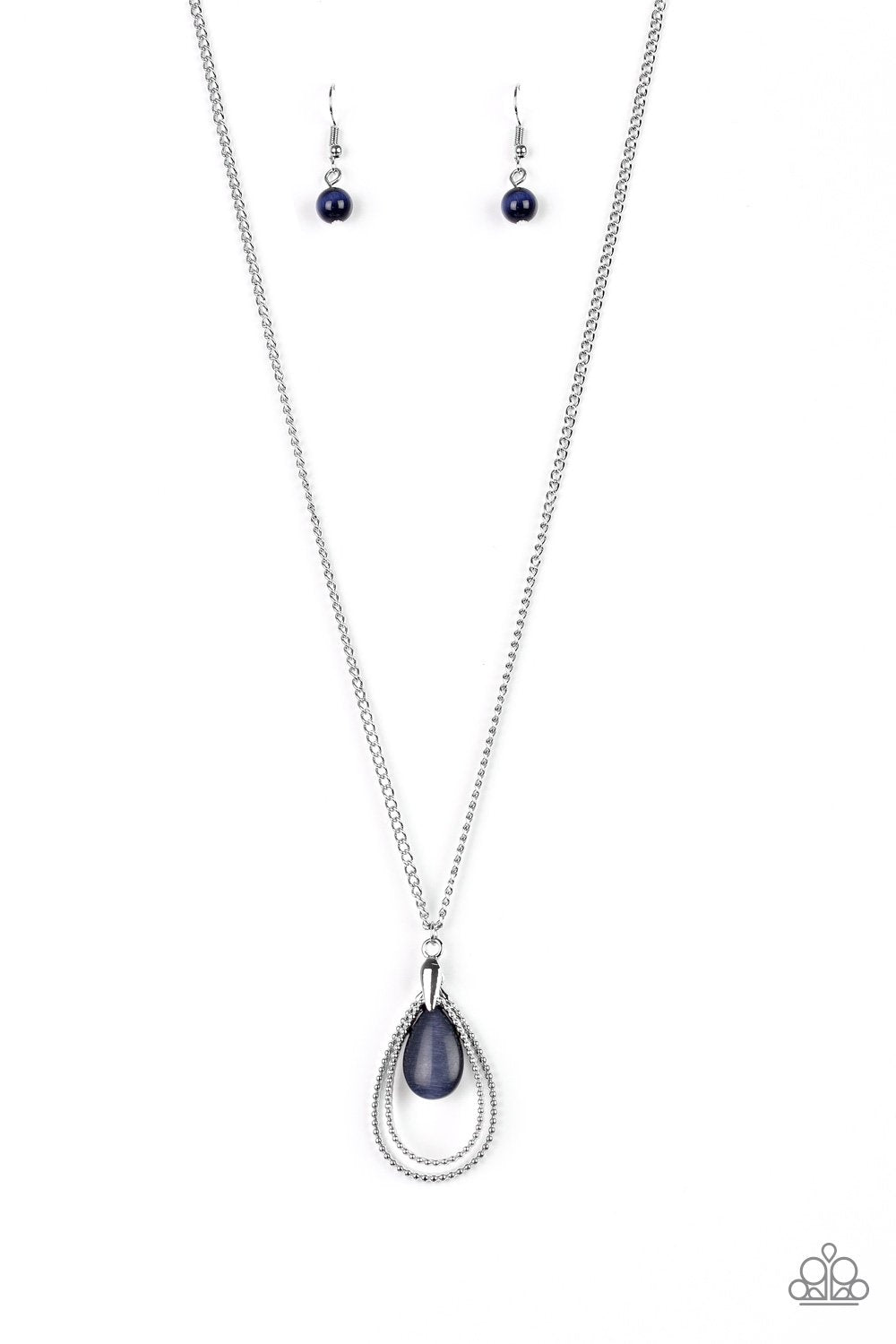 Teardrop Tranquility Blue Moonstone Pendant Necklace - Paparazzi Accessories- lightbox - CarasShop.com - $5 Jewelry by Cara Jewels