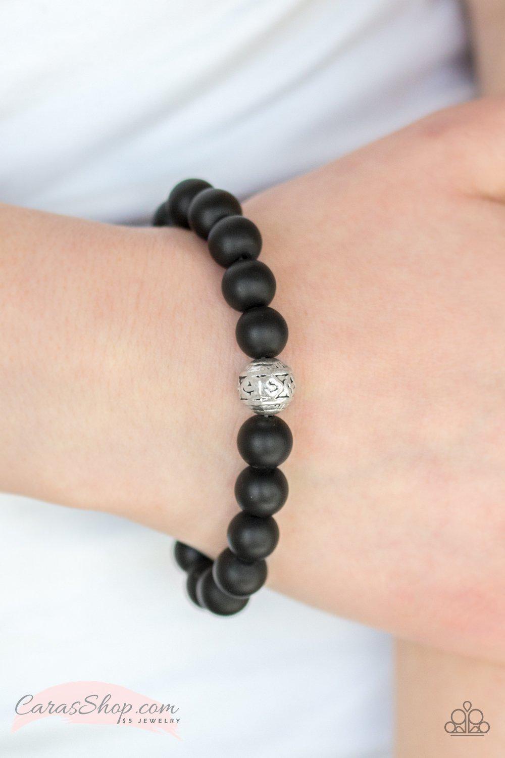 Temperate Black Stone Stretch Bracelet - Paparazzi Accessories-CarasShop.com - $5 Jewelry by Cara Jewels