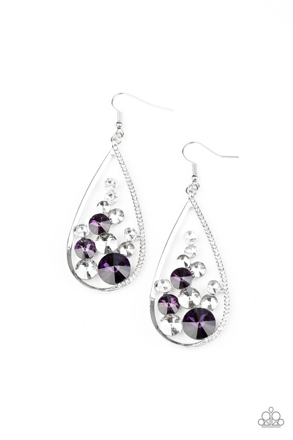 Tempest Twinkle Purple Rhinestone Earrings - Paparazzi Accessories - lightbox -CarasShop.com - $5 Jewelry by Cara Jewels