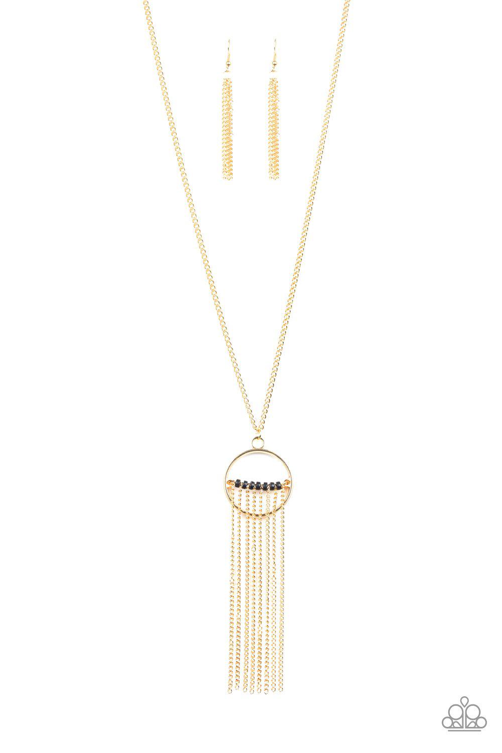 Terra Tassel Gold Necklace - Paparazzi Accessories - lightbox -CarasShop.com - $5 Jewelry by Cara Jewels