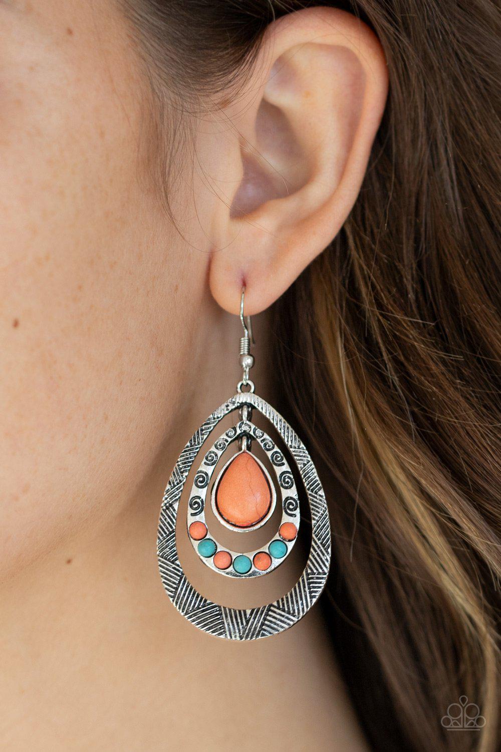 Terra Teardrops Orange Stone Earrings- Paparazzi Accessories-CarasShop.com - $5 Jewelry by Cara Jewels