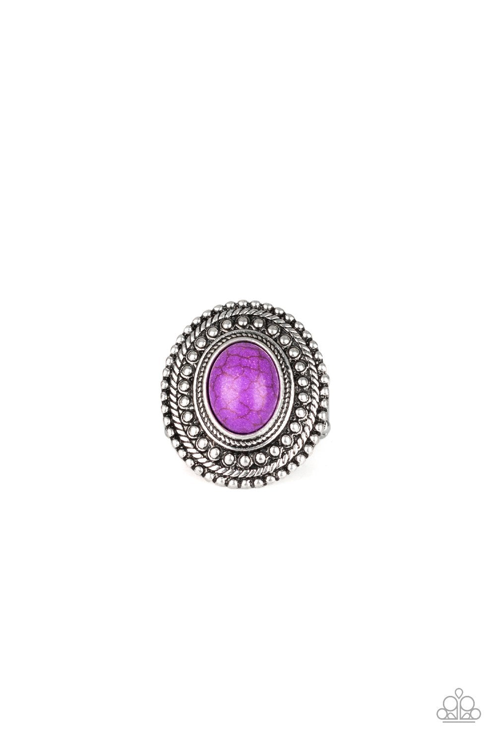 Terra Terrain Purple Stone and Silver Ring - Paparazzi Accessories- lightbox - CarasShop.com - $5 Jewelry by Cara Jewels