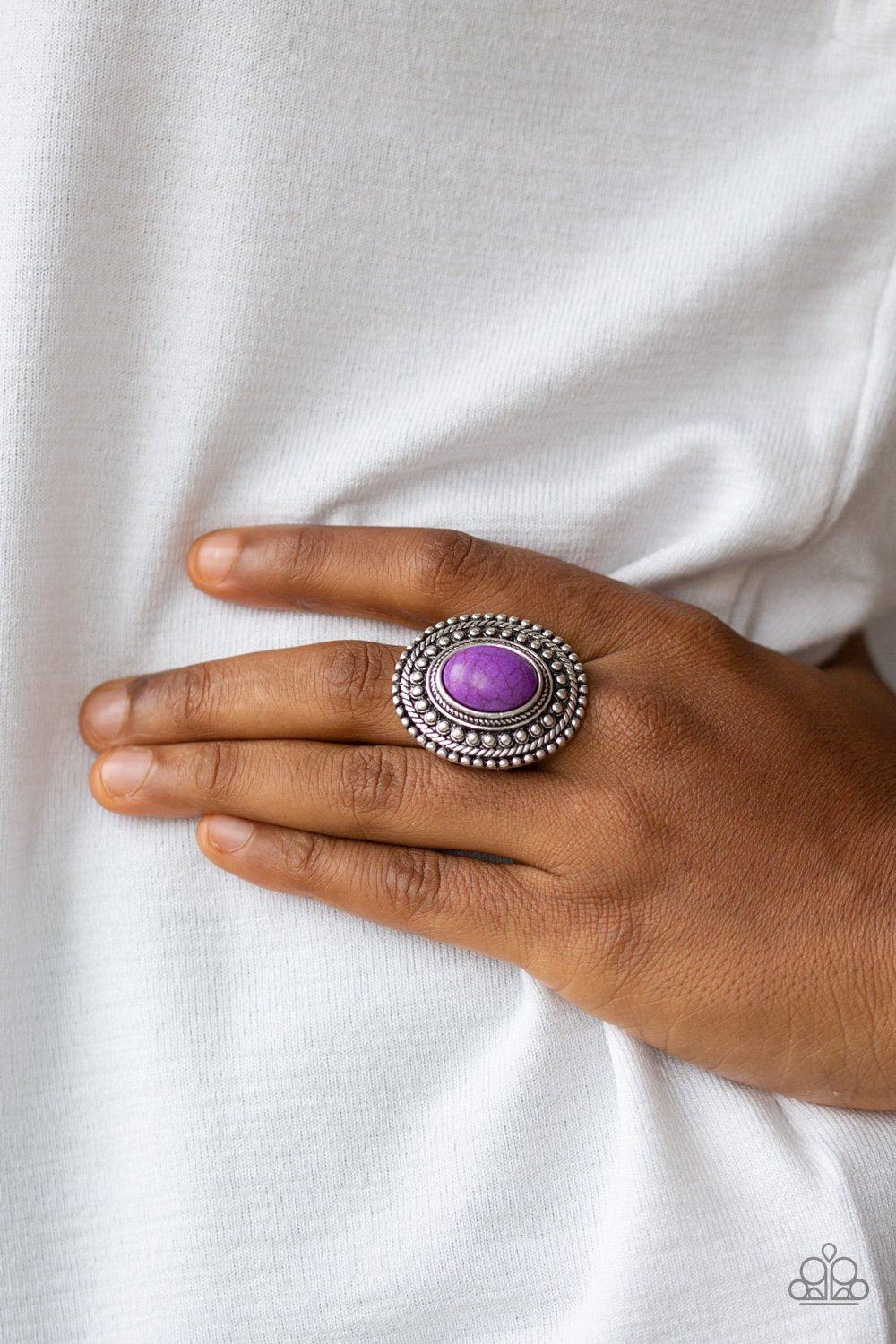 Terra Terrain Purple Stone and Silver Ring - Paparazzi Accessories- lightbox - CarasShop.com - $5 Jewelry by Cara Jewels