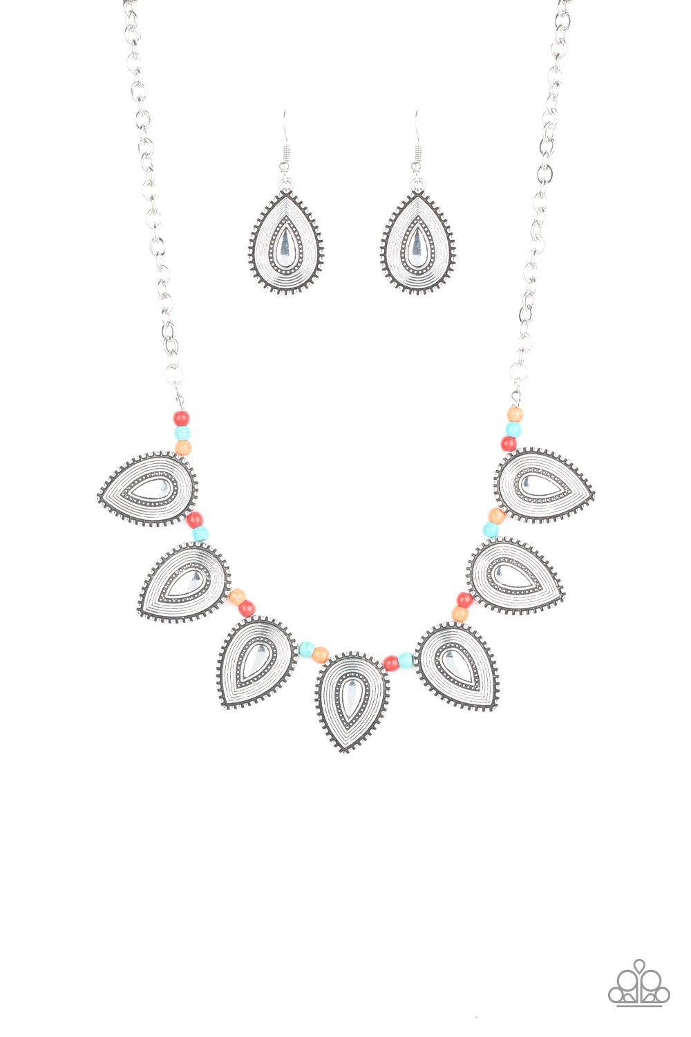 Terra Trailblazer Multicolor Stone and Silver Necklace - Paparazzi Accessories-CarasShop.com - $5 Jewelry by Cara Jewels