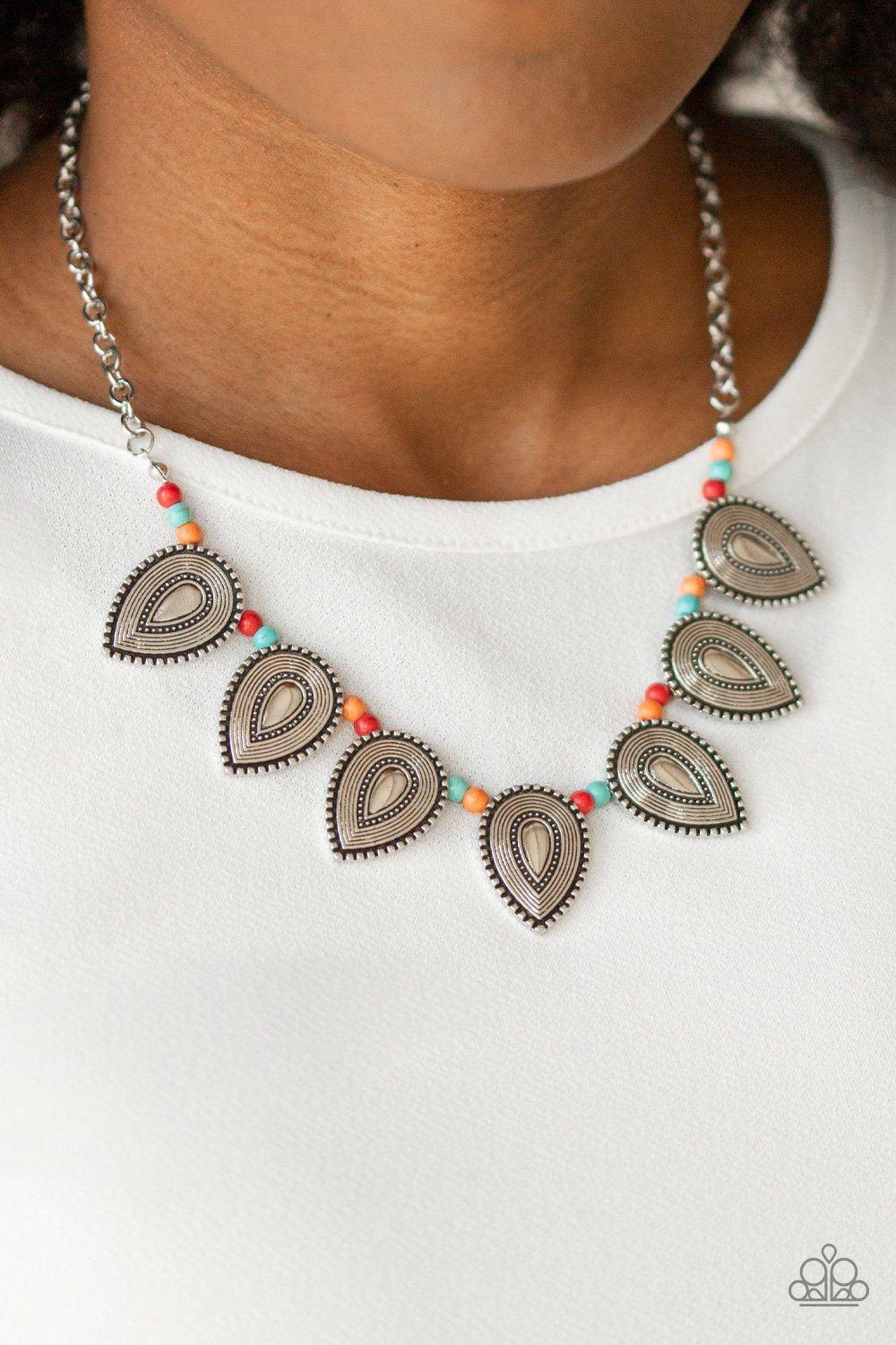 Terra Trailblazer Multicolor Stone and Silver Necklace - Paparazzi Accessories-CarasShop.com - $5 Jewelry by Cara Jewels