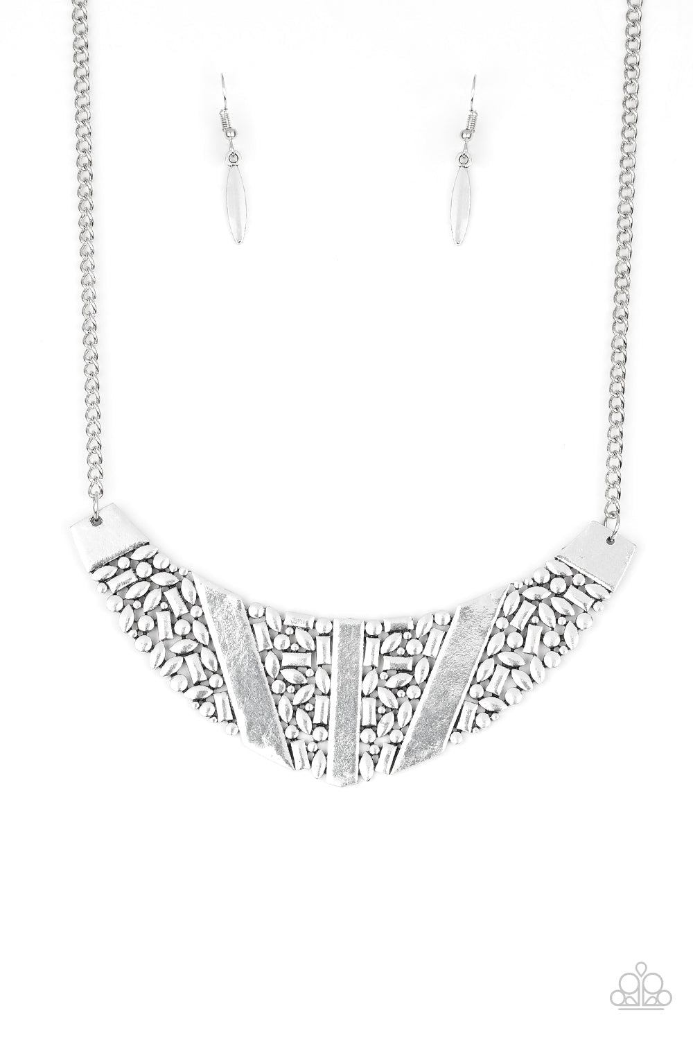 Terra Trailbreaker Silver Necklace - Paparazzi Accessories- lightbox - CarasShop.com - $5 Jewelry by Cara Jewels