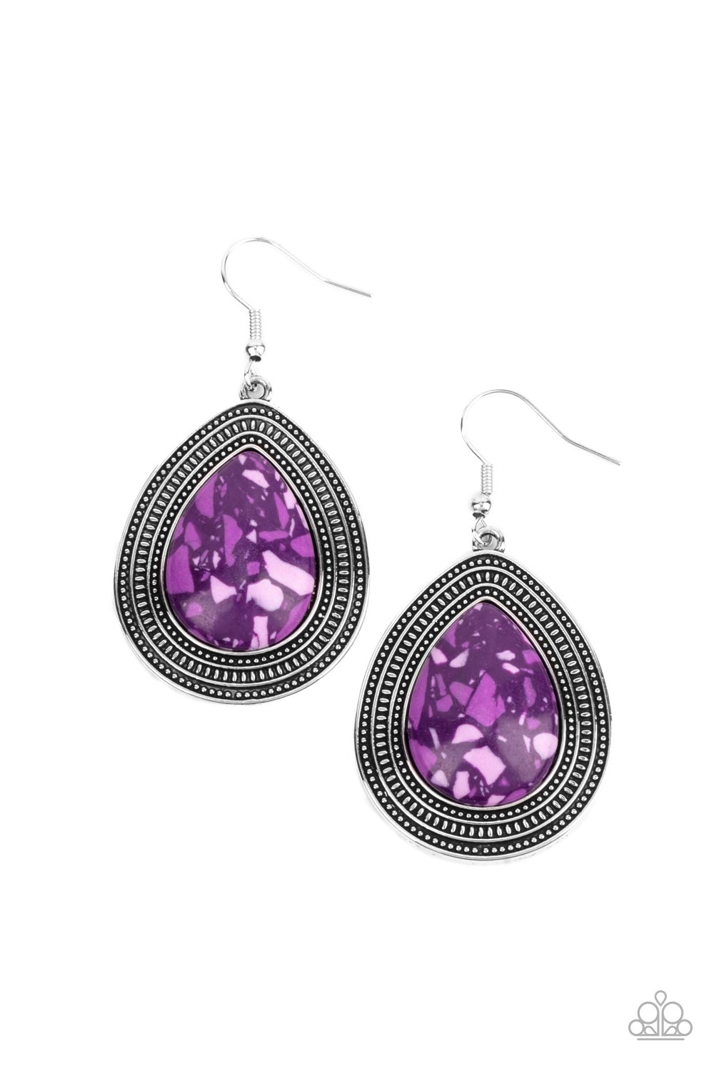 Terrazzo Tundra Purple Stone Earrings - Paparazzi Accessories- lightbox - CarasShop.com - $5 Jewelry by Cara Jewels