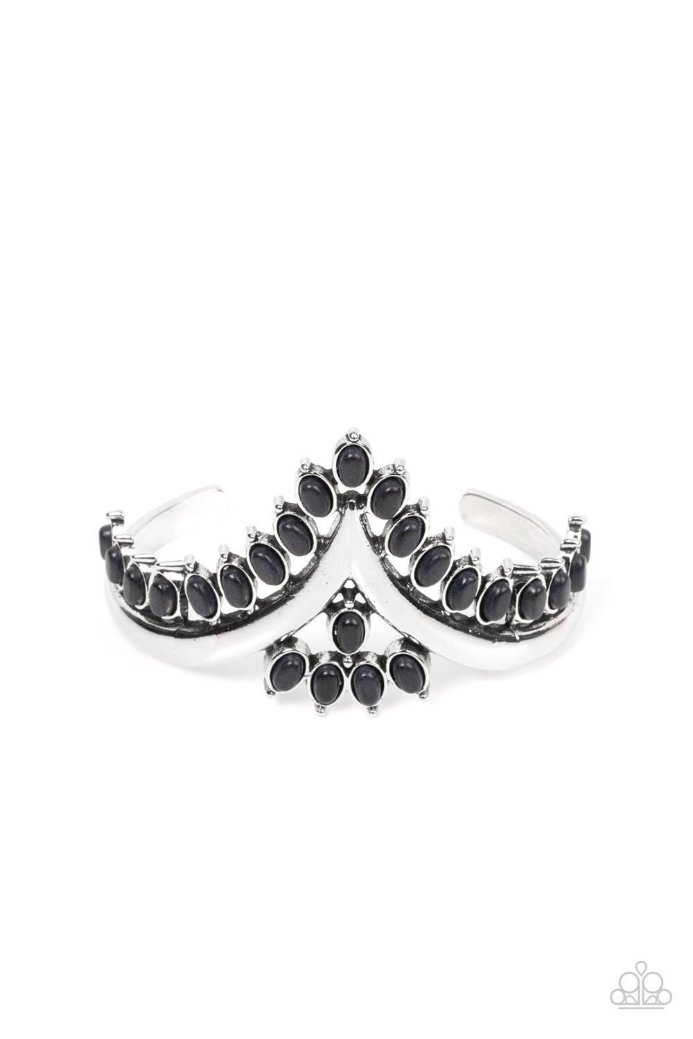 Teton Tiara Black Stone Cuff Bracelet - Paparazzi Accessories- lightbox - CarasShop.com - $5 Jewelry by Cara Jewels