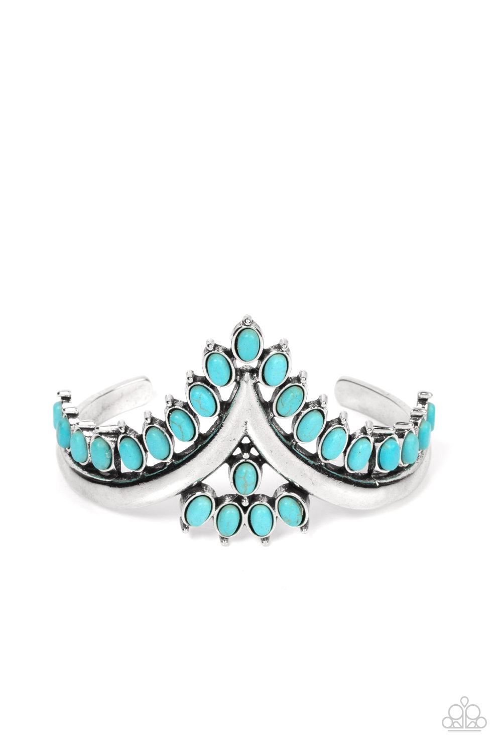 Teton Tiara Turquoise Blue Stone Cuff Bracelet - Paparazzi Accessories- lightbox - CarasShop.com - $5 Jewelry by Cara Jewels