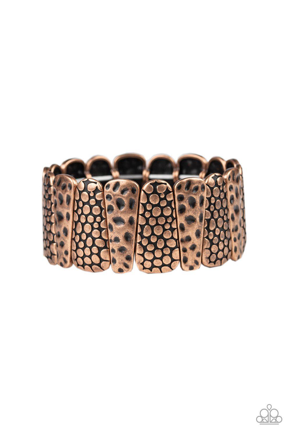 Texture Takedown Copper Bracelet - Paparazzi Accessories-CarasShop.com - $5 Jewelry by Cara Jewels