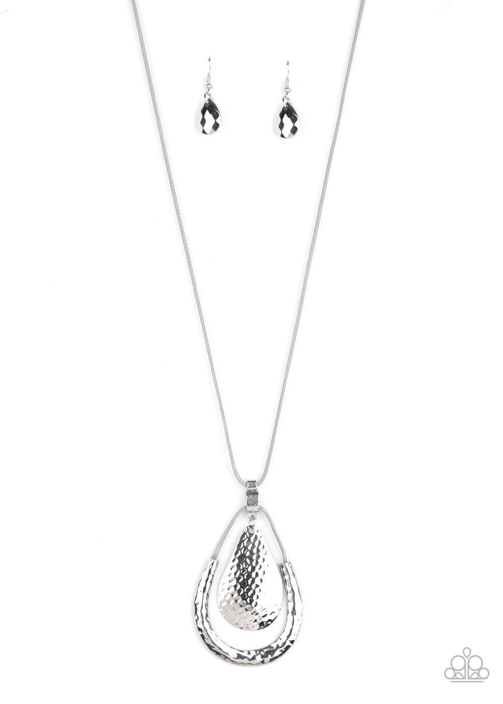 Texture Trekker Silver Urban Necklace - Paparazzi Accessories - lightbox -CarasShop.com - $5 Jewelry by Cara Jewels