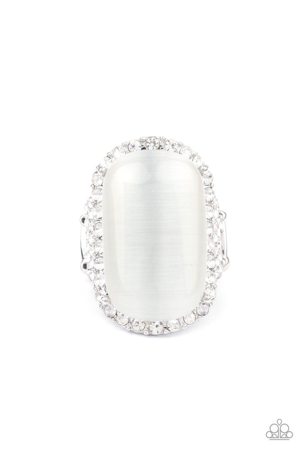 Thank Your LUXE-y Stars White Moonstone Ring - Paparazzi Accessories LOTP Exclusive July 2021- lightbox - CarasShop.com - $5 Jewelry by Cara Jewels
