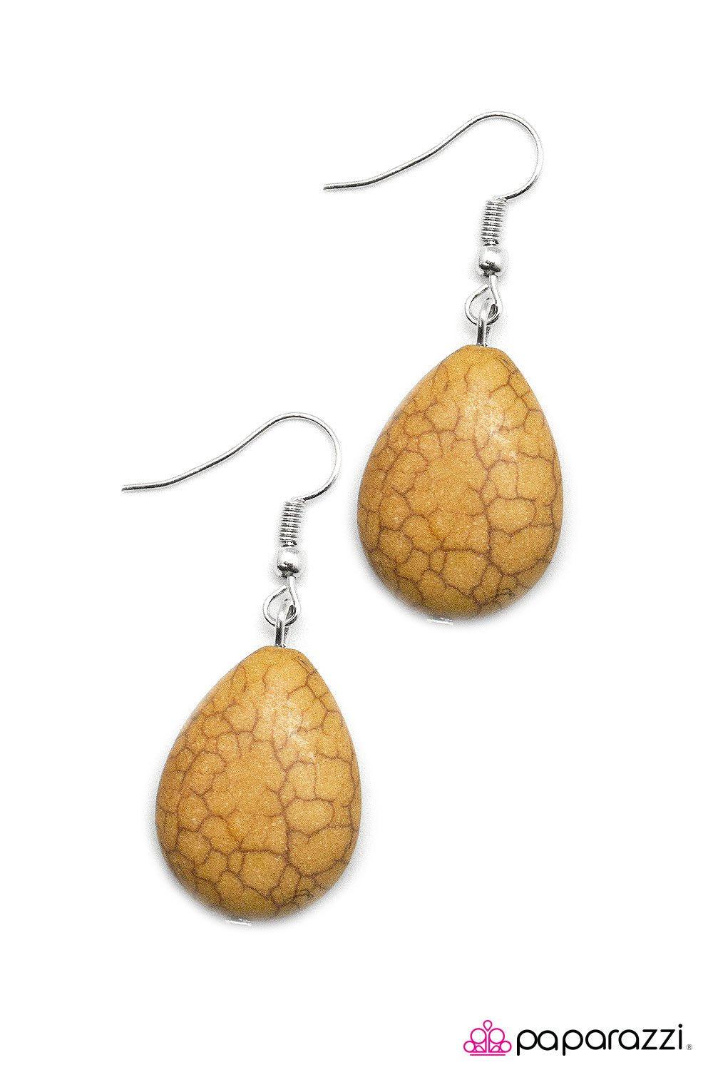 The 5th Element Yellow Stone Earrings - Paparazzi Accessories-CarasShop.com - $5 Jewelry by Cara Jewels