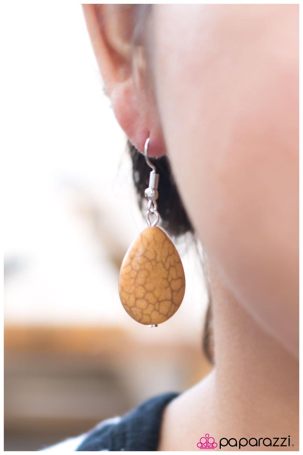 The 5th Element Yellow Stone Earrings - Paparazzi Accessories-CarasShop.com - $5 Jewelry by Cara Jewels