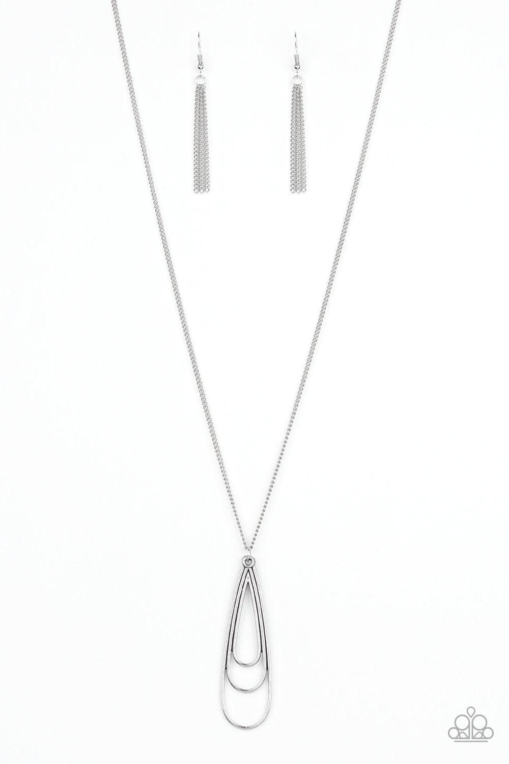 The Big Three Silver Necklace - Paparazzi Accessories-CarasShop.com - $5 Jewelry by Cara Jewels